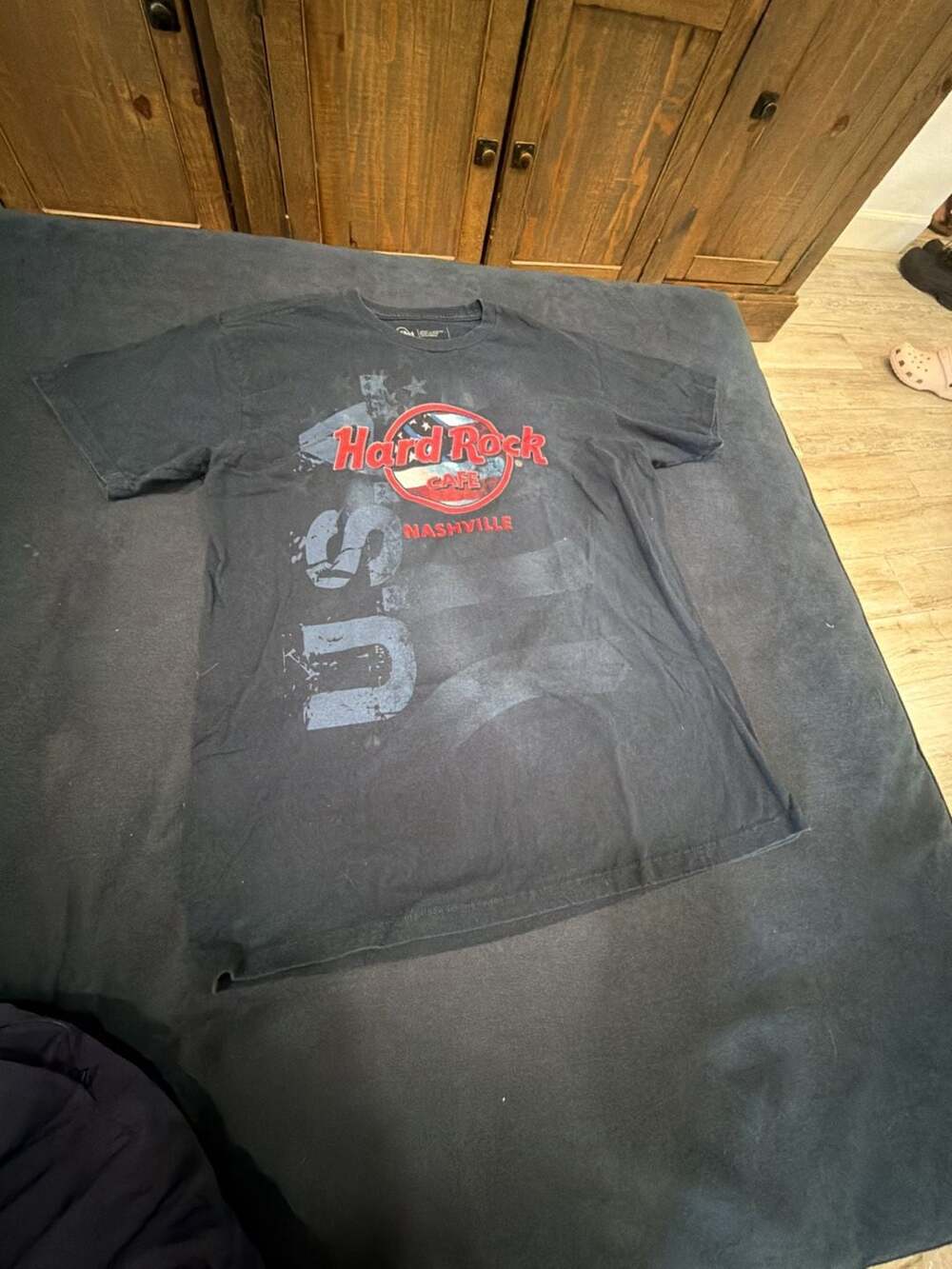 Hard Rock Cafe Nashville USA Flag Logo Black T-Shirt